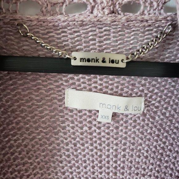 monk & lou Mauve Sweater Acrylic/Cotton Blend XXS - Picture 2 of 5